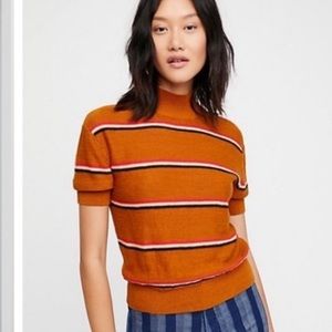 Free People Way Back Mock Neck Striped Sweater